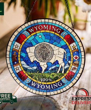 Wyoming State Stained Glass Suncatcher