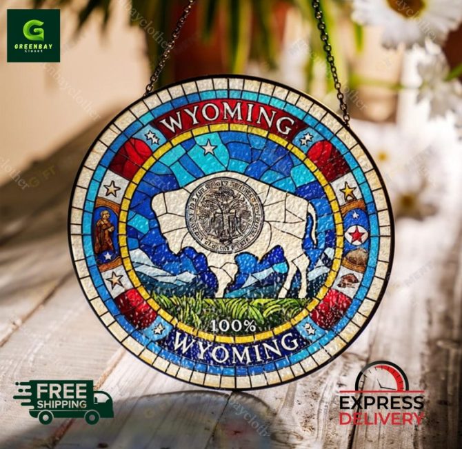 Wyoming State Stained Glass Suncatcher