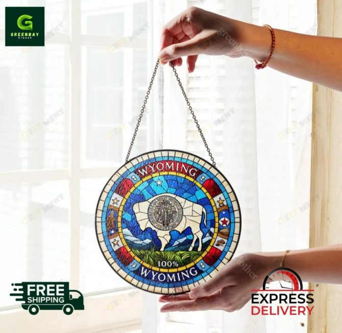 Wyoming State Stained Glass Suncatcher - Image 3