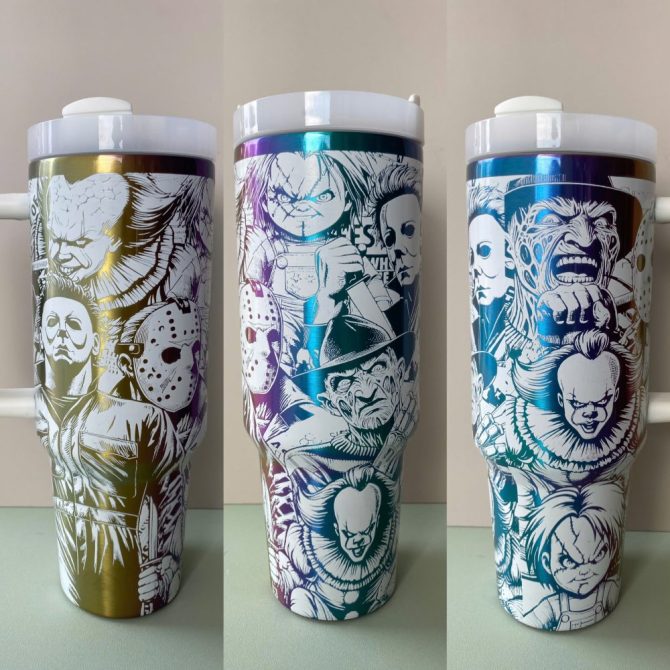 Horror Movie Icons Travel Mug - 20Oz Insulated Tumbler For Halloween Fans