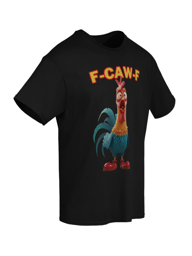 Funny Rooster T-Shirt – F-Caw-F Chicken T-Shirt – Farm Humor Shirt, Funny Shirt, Gag Gift - Image 3