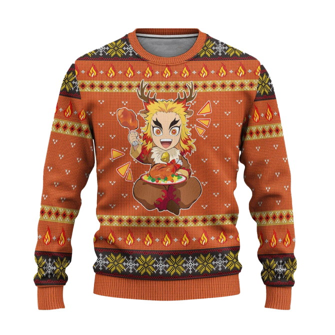 Cozy Festive Anime Sweater – Vibrant Holiday Design With Cute Character Print - Image 6