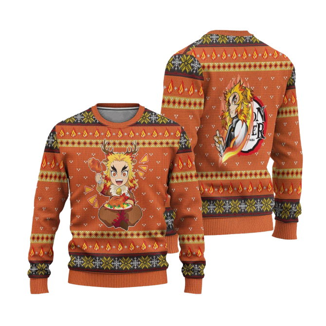 Cozy Festive Anime Sweater – Vibrant Holiday Design With Cute Character Print - Image 3