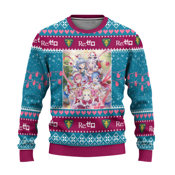 Cozy Anime Sweater - Colorful Re:Zero Holiday Knitwear For Fans - Unisex Winter Fashion - Image 6