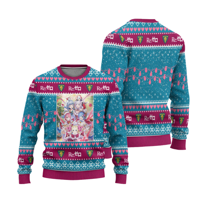 Cozy Anime Sweater - Colorful Re:Zero Holiday Knitwear For Fans - Unisex Winter Fashion - Image 3