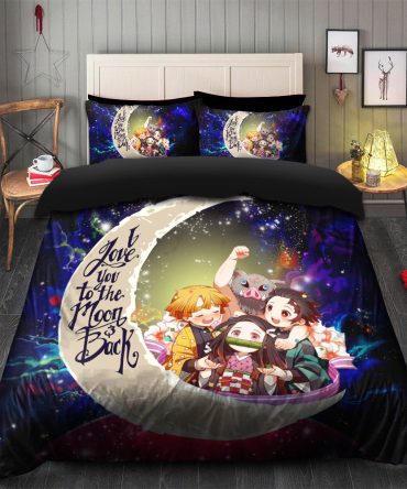 Demond Slayer Team Love You To The Moon Galaxy Bedding Set Duvet Cover And 2 Pillowcases