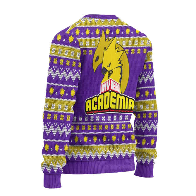Cozy Dark Shadow Sweater – Stylish Purple & Yellow Design For Anime Fans - Image 2