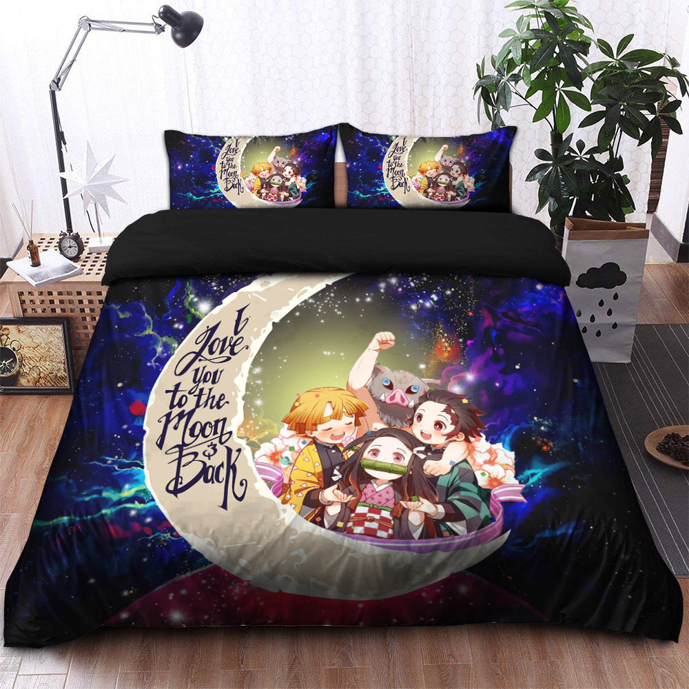 Demond Slayer Team Love You To The Moon Galaxy Bedding Set Duvet Cover And 2 Pillowcases - Image 2