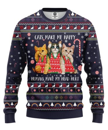 Cozy Cat Lover'S Holiday Sweater - Fun Festive Design, Perfect Gift!