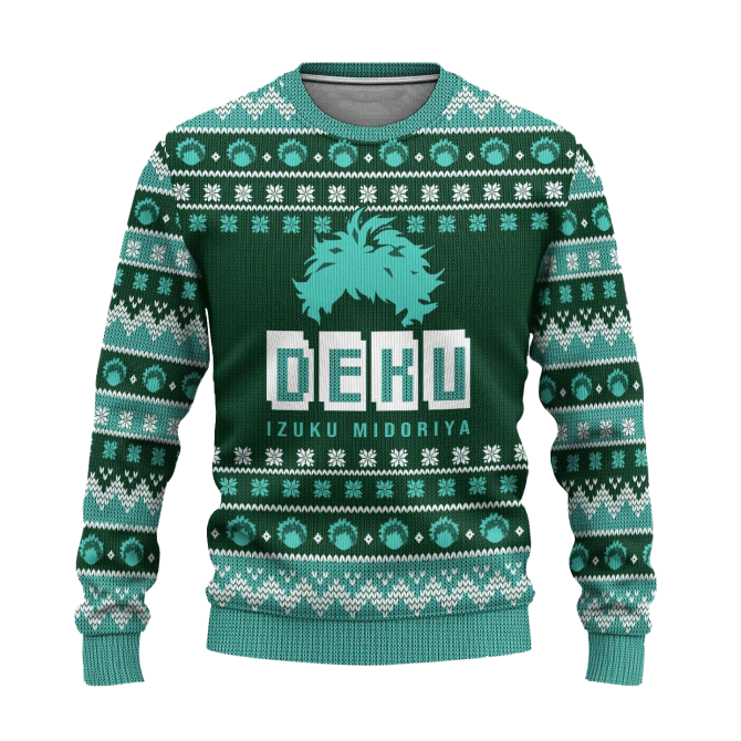 Cozy Deku Holiday Sweater - My Hero Academia Green Knit For Anime Fans - Image 6