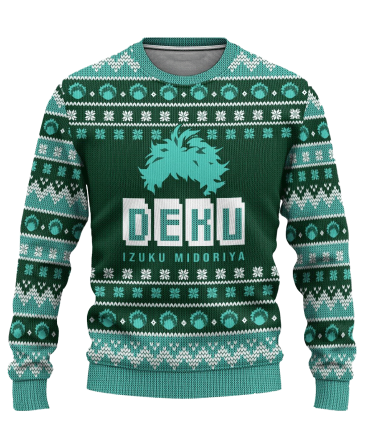 Cozy Deku Holiday Sweater - My Hero Academia Green Knit For Anime Fans