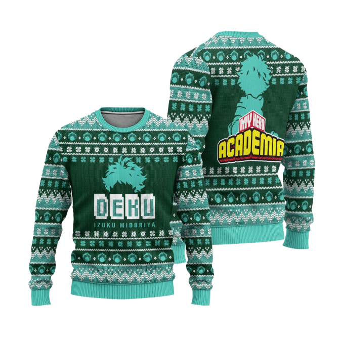 Cozy Deku Holiday Sweater - My Hero Academia Green Knit For Anime Fans - Image 3