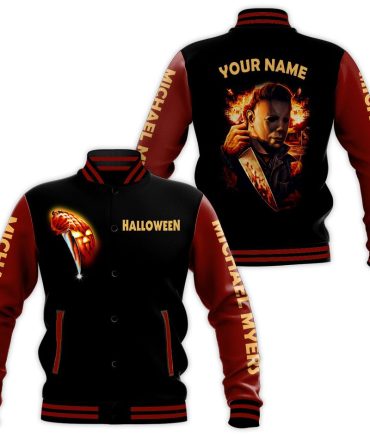 Custom Halloween Michael Myers Varsity Jacket - Personalized Horror Fan Gift