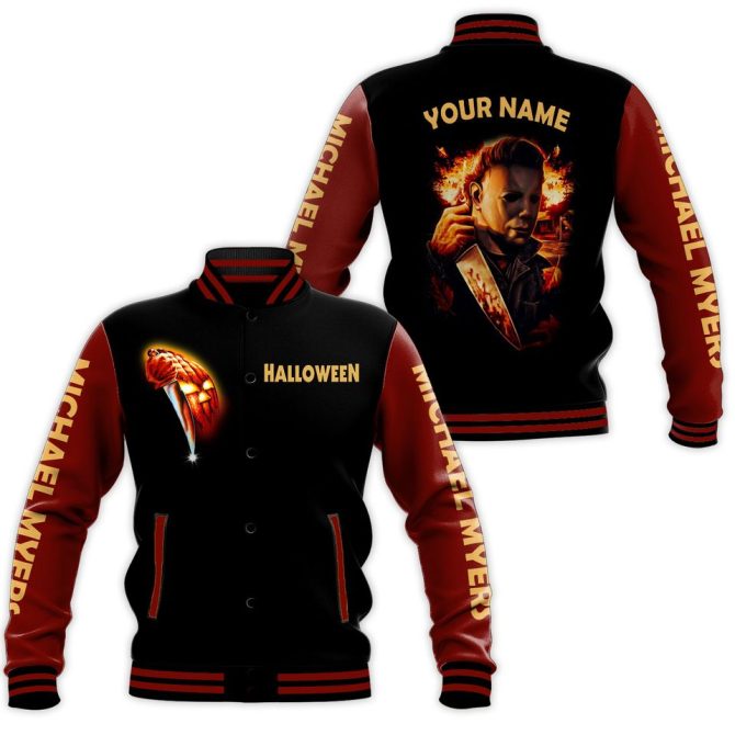 Custom Halloween Michael Myers Varsity Jacket - Personalized Horror Fan Gift