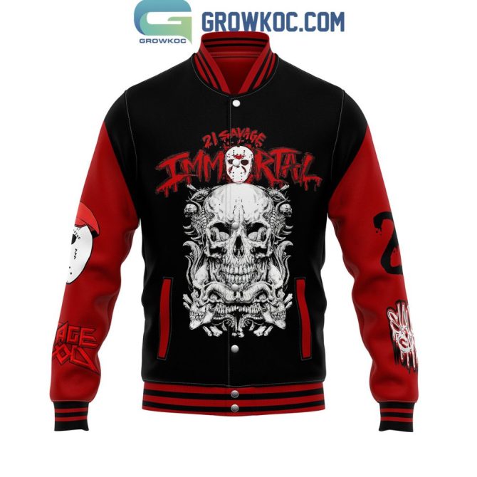 21 Savage Immortal Varsity Jacket – Stylish Streetwear With Skull Graphic Design - Image 2