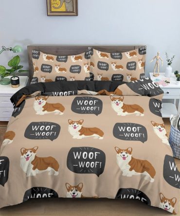 Cute Corgi Bedding Set Duvet Cover And 2 Pillowcases