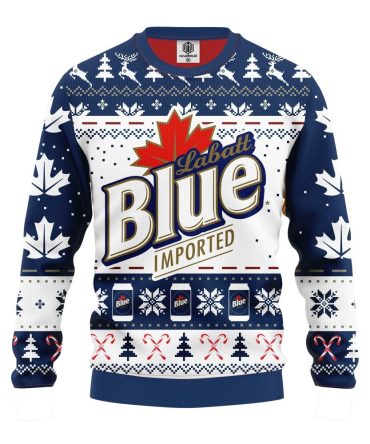 Festive Labatt Blue Imported Beer Ugly Christmas Ugly Christmas Sweater - Perfect For Holiday Celebrations