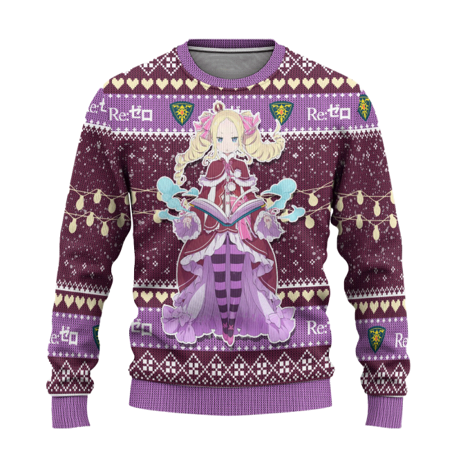 Beatrice Anime Ugly Christmas Sweater Custom Re Zero Xmas Gift - Image 6