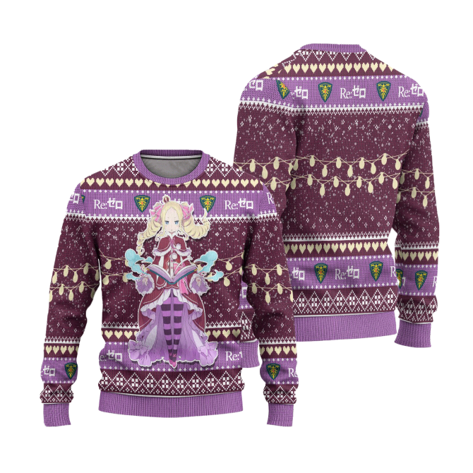 Beatrice Anime Ugly Christmas Sweater Custom Re Zero Xmas Gift - Image 3