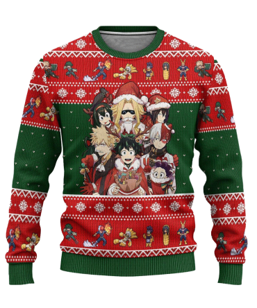 Bnha Ugly Christmas Sweater My Hero Academia Anime Xmas Gift
