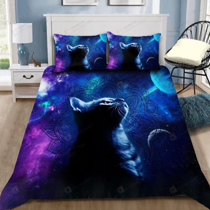 Cat Mandala Bedding Custom Name Duvet Bedding Set Duvet Cover And 2 Pillowcases - Image 2