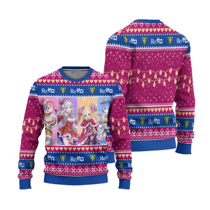 Cozy Anime Christmas Sweater - Festive Re:Zero Design, Perfect For Fans! - Image 3