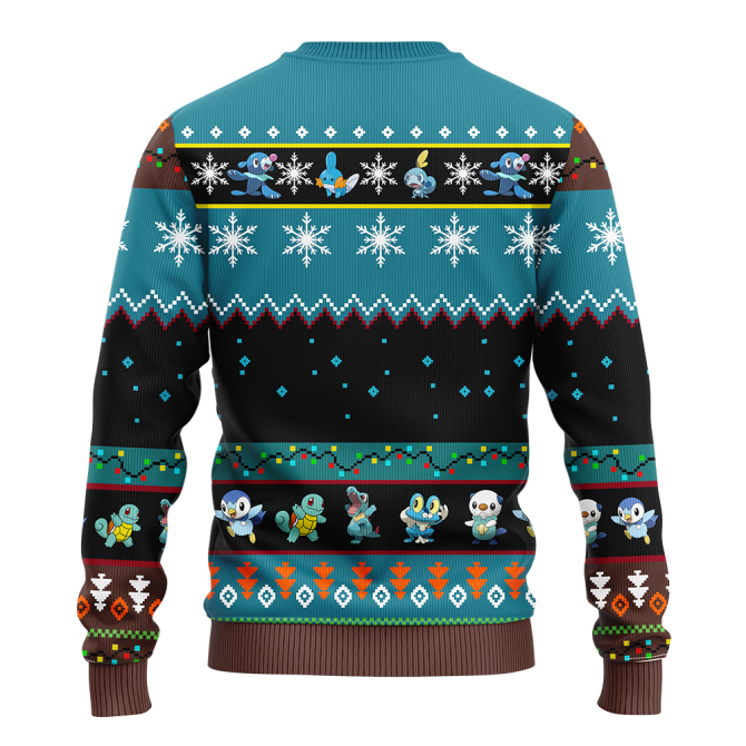Cozy Water Theme Sweater – Cute Characters & Snowflakes Design – Perfect For Winter Fans - Image 2