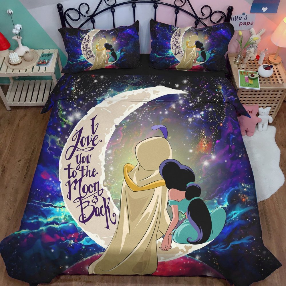Aladin Couple Love You To The Moon Galaxy Bedding Set Duvet Cover And 2 Pillowcases - Image 4