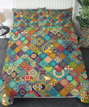 Patchwork Mandala Pattern Duvet Bedding Set Duvet Cover And 2 Pillowcases