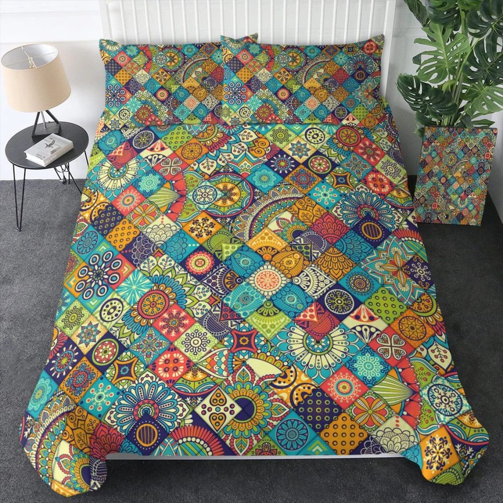 Patchwork Mandala Pattern Duvet Bedding Set Duvet Cover And 2 Pillowcases