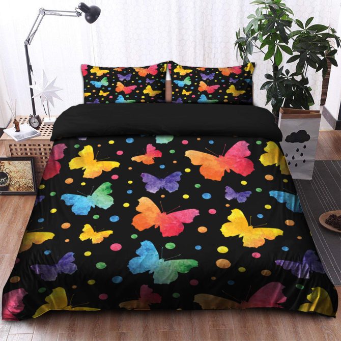 Butterfly Water Color Bedding Set Duvet Cover And 2 Pillowcases - Image 2
