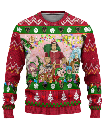 Black Clover Anime Ugly Christmas Sweater Red Xmas Gift