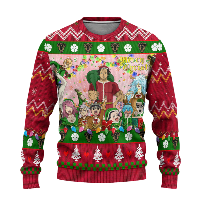 Black Clover Anime Ugly Christmas Sweater Red Xmas Gift