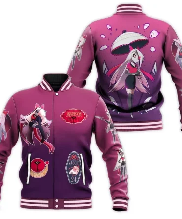 Anime Style Unisex Varsity Jacket - Vibrant Purple Design With Unique Graphics