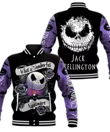Spooky Jack Skellington Varsity Jacket – Unique Halloween Nightmare Design