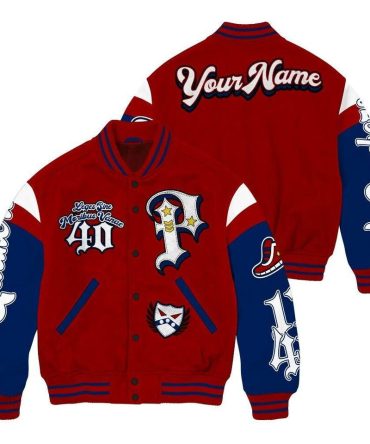 Customizable Red & Blue Varsity Jacket - Personalized Embroidery, Stylish & Comfortable Outerwear
