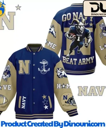 Navy Spirit Varsity Jacket - Go Navy Beat Army Design, Unisex, Limited Edition