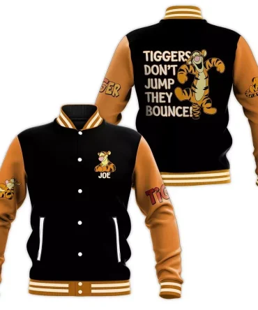 Fun Tigger Varsity Jacket - 'They Bounce!' Design – Perfect For Disney Fans!