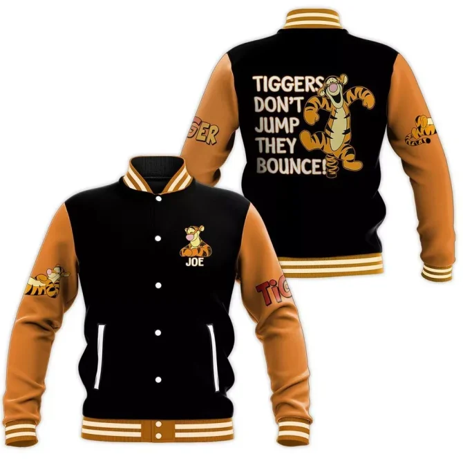 Fun Tigger Varsity Jacket - 'They Bounce!' Design – Perfect For Disney Fans!