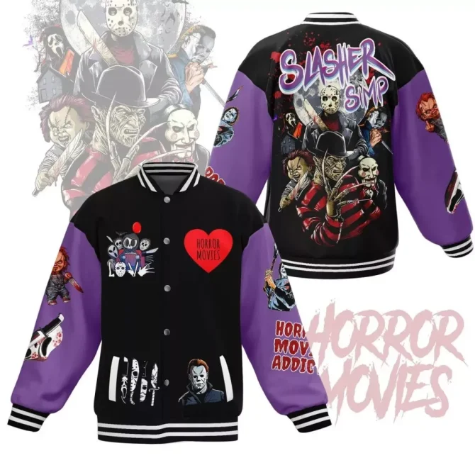 Horror Movie Varsity Jacket - Iconic Slasher Characters Design - Perfect For Fans!