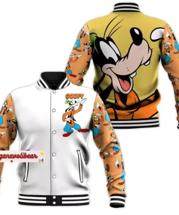 Goofy Cartoon Varsity Jacket - Colorful Unisex Bomber For Disney Fans