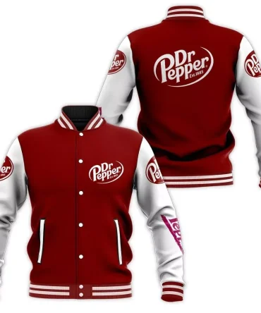 Limited Edition Dr Pepper Varsity Jacket - Stylish Retro Design, Perfect Gift For Fans