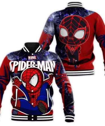 Marvel Spider-Man Kids' Varsity Jacket - Vibrant Red Graphic Design - Perfect Gift For Fans!