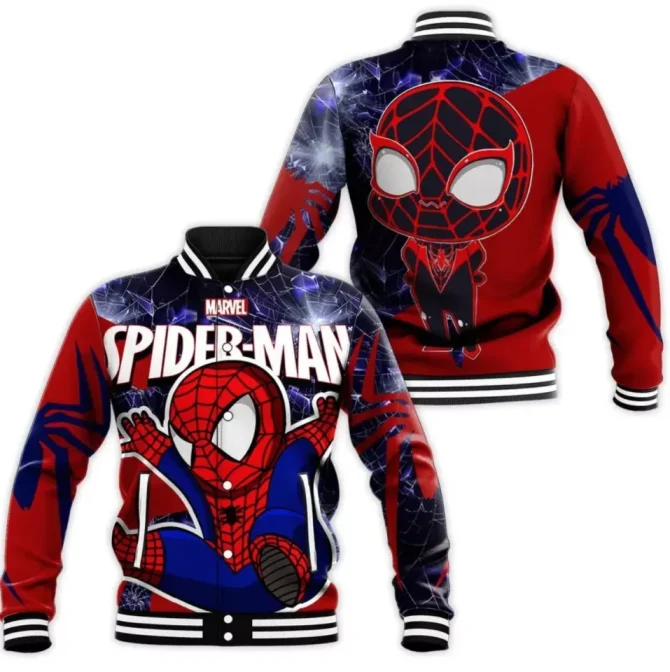Marvel Spider-Man Kids' Varsity Jacket - Vibrant Red Graphic Design - Perfect Gift For Fans!