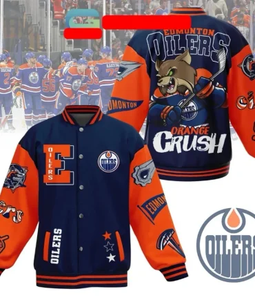Edmonton Oilers Varsity Jacket - Bold Orange & Blue Fan Gear For Ultimate Team Pride