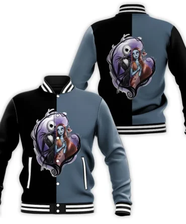 New The Nightmare Before Christmas Jack And Sally Baseball Jacket Disney Casual Street Men'S And Women'S Jacket