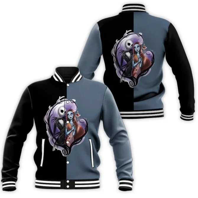 New The Nightmare Before Christmas Jack And Sally Baseball Jacket Disney Casual Street Men'S And Women'S Jacket