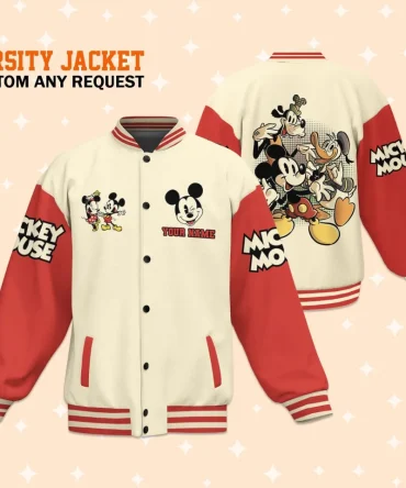 Custom Mickey Mouse Varsity Jacket - Personalized Gift For Disney Fans