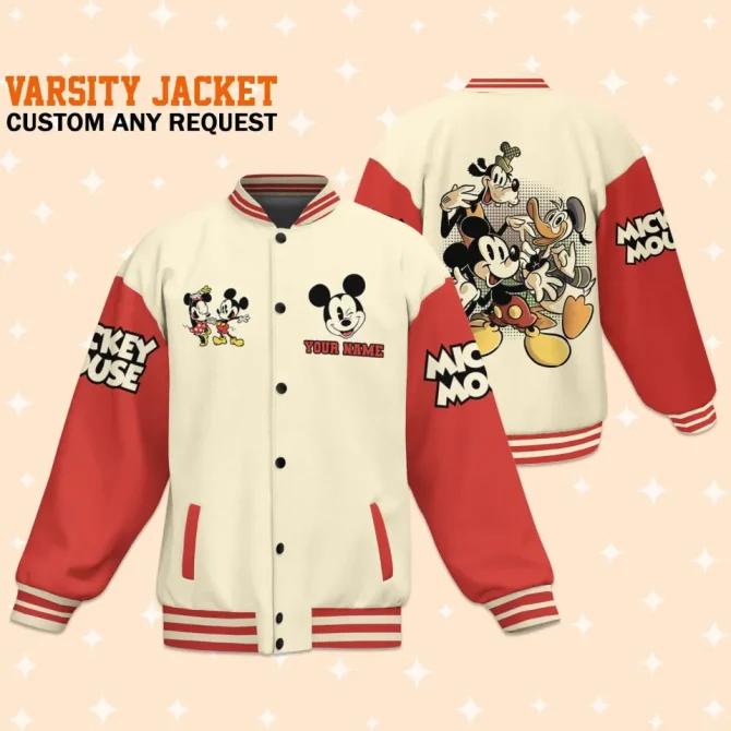 Custom Mickey Mouse Varsity Jacket - Personalized Gift For Disney Fans