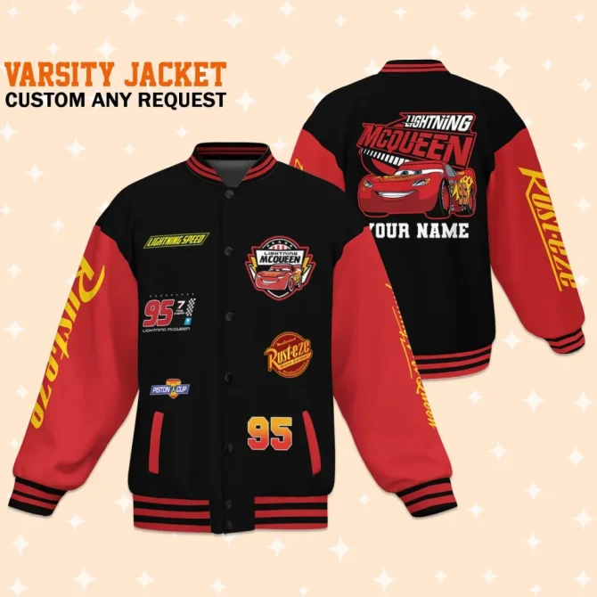 Custom Lightning Mcqueen Varsity Jacket - Personalize With Your Name!